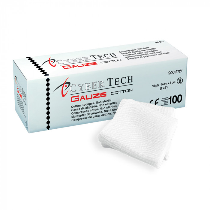 Compresses tissées non stériles 5 x 5 cm 12 plis - boîte de 100 Compresses tissées non stériles 5 x 5 cm 12 plis - boîte de 100
